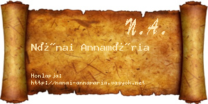 Nánai Annamária névjegykártya
